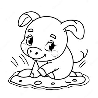 Halaman Mewarnai Anak Babi Ceria Berguling Di Lumpur 55346-12117