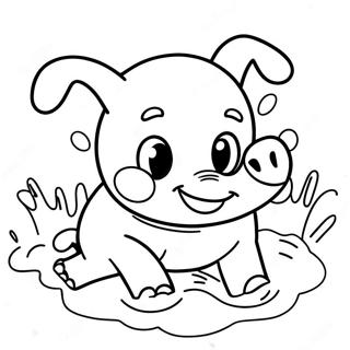 Halaman Mewarnai Anak Babi Ceria Berguling Di Lumpur 55346-12118