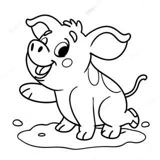 Halaman Mewarnai Anak Babi Ceria Berguling Di Lumpur 55346-12120