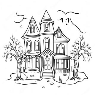 Rumah Hantu Menyeramkan Dengan Hantu Halaman Mewarnai 55543-12155