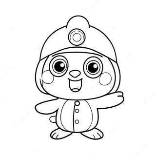 Halaman Mewarnai Pororo Dengan Topi Kesayangannya 56378-12341