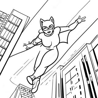 Catwoman Melompat Dari Gedung Halaman Mewarnai 56550 12378