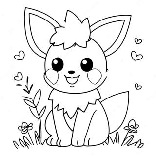 Halaman Mewarnai Jolteon Imut Dengan Bunga 56824-12439