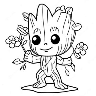 Halaman Mewarnai Groot Dengan Bunga 57654-12614