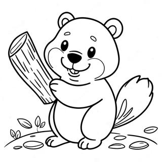 Halaman Mewarnai Beaver Yang Bahagia Memegang Kayu 57848 12658