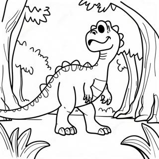 Halaman Mewarnai Gigantosaurus Berjalan Melalui Pohon 58377-12784