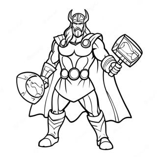 Halaman Mewarnai Thor Dengan Mjolnir 59204-12977