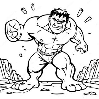 Halaman Mewarnai Hulk Menghancurkan Tanah 59205 12982