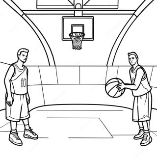 Halaman Mewarnai Lapangan Basket Dengan Pemain 6176-2777