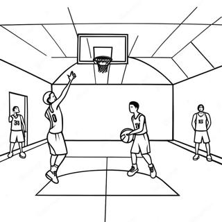 Halaman Mewarnai Lapangan Basket Dengan Pemain 6176-2780