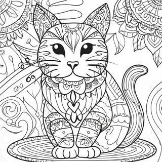 Halaman Mewarnai Kucing Zentangle Yang Ceria 61959 13657