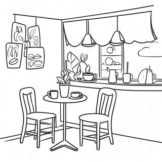 Halaman Mewarnai Suasana Kedai Kopi Yang Nyaman 62414-13777