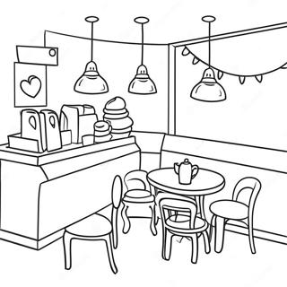 Halaman Mewarnai Suasana Kedai Kopi Yang Nyaman 62414-13778