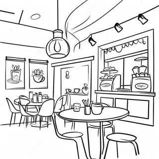 Halaman Mewarnai Suasana Kedai Kopi Yang Nyaman 62414-13779