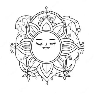 Halaman Mewarnai Matahari Dan Bulan Boho 62701-13863