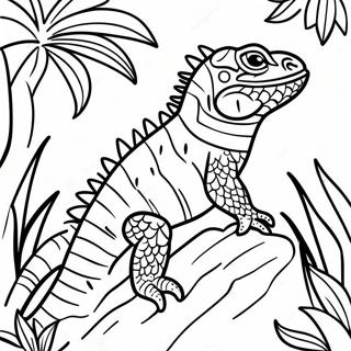 Iguana Dengan Latar Belakang Tropis Halaman Mewarnai 63701 14140