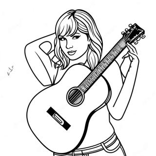 Halaman Mewarnai Taylor Swift Dengan Gitar 69301-15178