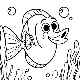 Halaman Mewarnai Dory Bahagia Berenang 72519 16260