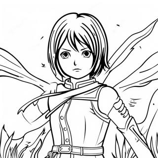 Halaman Mewarnai Mikasa Ackerman Dalam Pertempuran 72596-16313