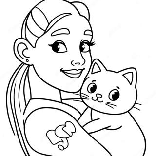Halaman Mewarnai Ariana Grande Imut Dengan Kucing 72620-16332