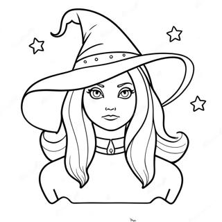 Halaman Mewarnai Penyihir Dengan Topi Runcing Dan Bintang 72649 16363