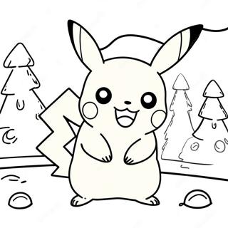 Halaman Mewarnai Pikachu Di Wonderland Musim Dingin 72675-16382