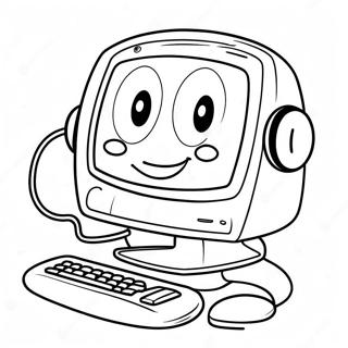 Halaman Mewarnai Komputer Lucu Dengan Wajah Tersenyum 72776-16452