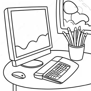 Halaman Mewarnai Setup Komputer Desktop Berwarna Warni 72778-16457