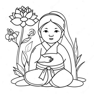 Halaman Mewarnai Mitsuri Kanroji Dengan Bunga 72857 16524