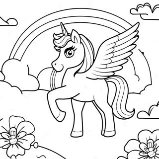 Halaman Mewarnai Alicorn Fantasi Di Lanskap Pelangi 73113 16719