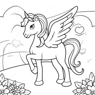 Halaman Mewarnai Alicorn Fantasi Di Lanskap Pelangi 73113 16720