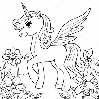 Halaman Mewarnai Alicorn Anggun Di Antara Bunga 73114-16724