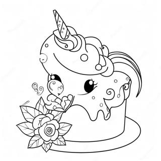Halaman Mewarnai Kue Unicorn Fantastis 73397-16941
