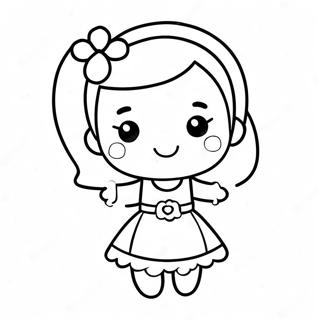 Halaman Mewarnai Gadis Kawaii Dalam Gaun 73471 16994