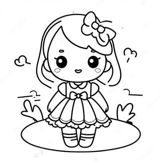 Halaman Mewarnai Gadis Kawaii Dalam Gaun 73471 16996
