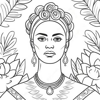 Halaman Mewarnai Potret Frida Kahlo 73624-17116