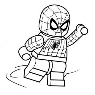 Halaman Mewarnai Lego Spiderman Dalam Pose Dinamis 73651 17137