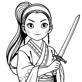 Halaman Mewarnai Nezuko Memegang Pedang 7463-1986