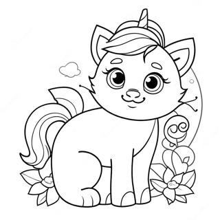 Halaman Mewarnai Kucing Unicorn Halaman Mewarnai