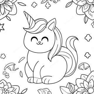 Halaman Mewarnai Kucing Unicorn Halaman Mewarnai
