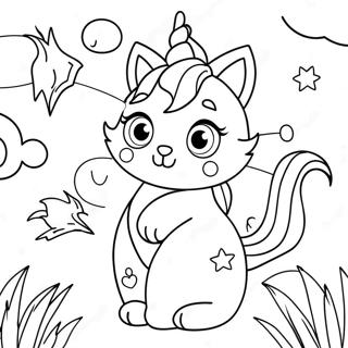 Halaman Mewarnai Kucing Unicorn Halaman Mewarnai