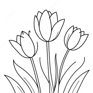 Halaman Mewarnai Tulip Berwarna Warni Yang Mekar 75549-18610