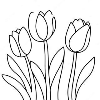 Halaman Mewarnai Tulip Berwarna Warni Yang Mekar 75549-18611