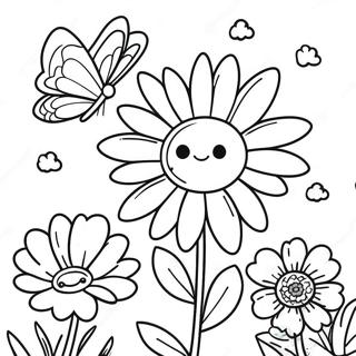 Halaman Mewarnai Daisy Ceria Dan Kupu Kupu 75550-18616