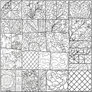 Halaman Mewarnai Pola Selimut Patching Tradisional 75602-18657