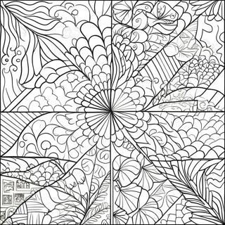 Halaman Mewarnai Pola Selimut Patching Tradisional 75602-18659