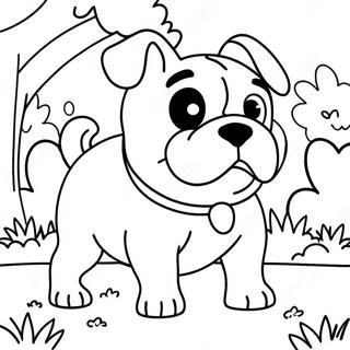 Halaman Mewarnai Bulldog Yang Ceria Di Taman 76092-19033