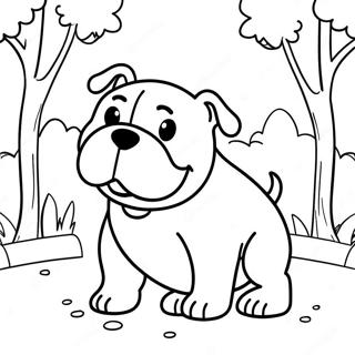 Halaman Mewarnai Bulldog Yang Ceria Di Taman 76092-19034