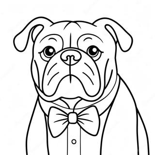 Halaman Mewarnai Bulldog Dengan Dasi 76093-19038