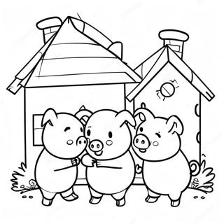 Halaman Mewarnai Tiga Babi Kecil Membangun Rumah 76601 19436
